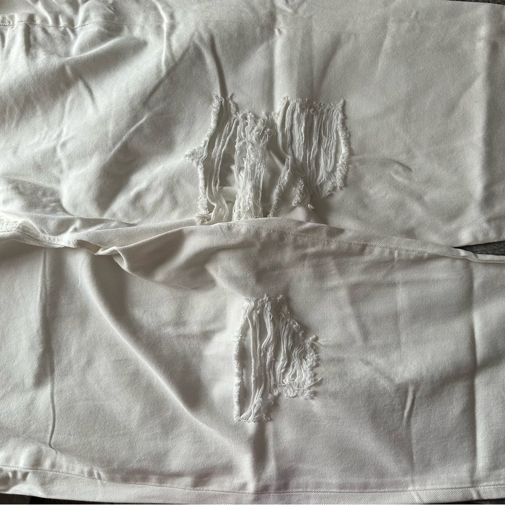 Eloquii Plus Size Distressed White Denim Pants - Picture 6 of 10